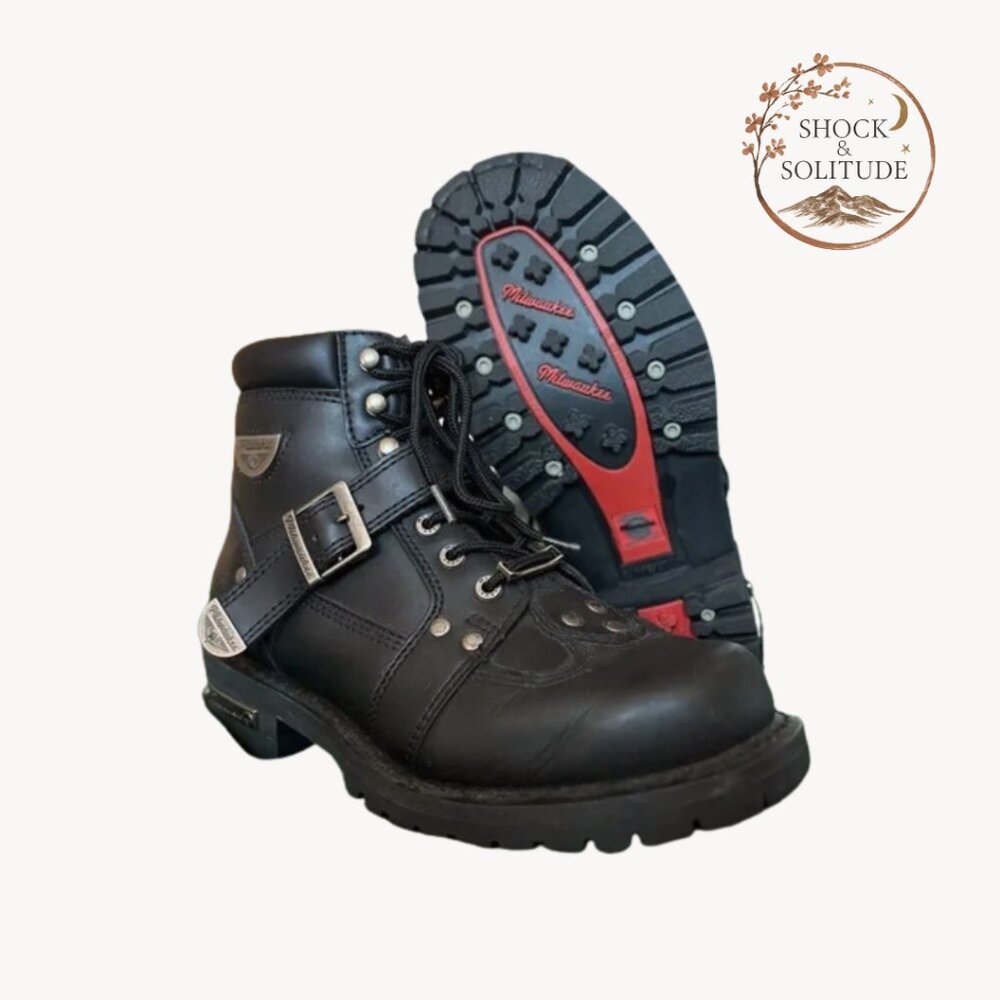 Women’s Milwaukee Motorcycle Clothing Company Leather Black Motorcycle Boots